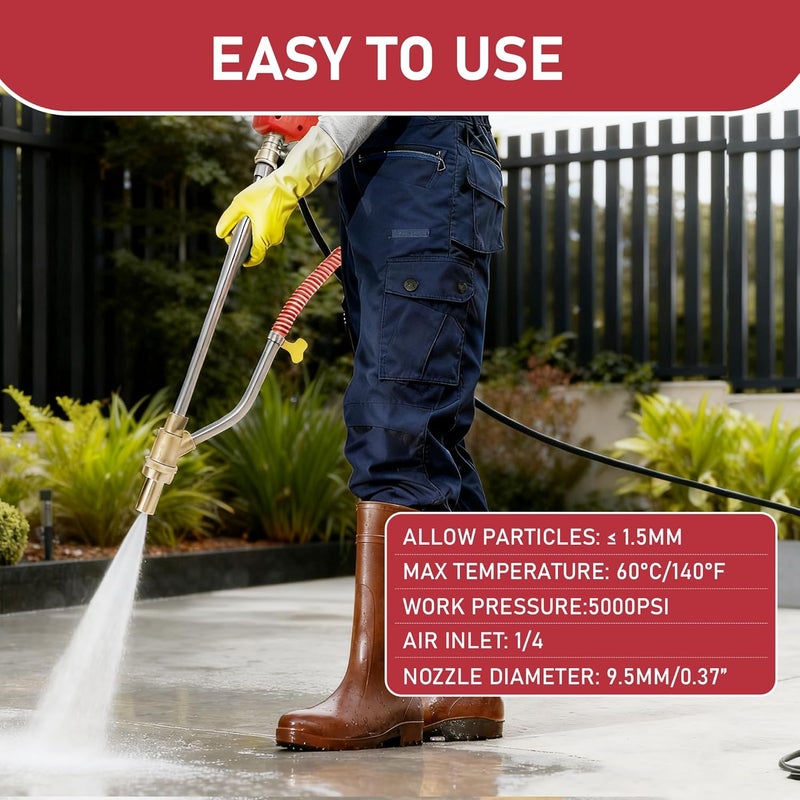 Sofo Pressure Washer Sand Blaster Kit with Gun, 5000 PSI Wet Abrasive Blasting Gun with 4 Ceramic Nozzles and 1/4" Quick Connector for Rust & Paint Removal - Image 5